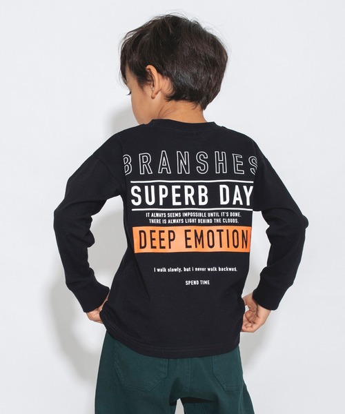 BRANSHES（ブランシェス）の「【bコレ】グラフィック長袖Tシャツ ロンT（Tシャツ/カットソー・キッズ・ホワイト/チャコールグレー/ライトグレー/ブラック/ベージュ/グレー/オフホワイト/オレンジ/ブルーグレー/ラベンダー/カラフル・100/110/120/130/140/150）」の10枚目の写真