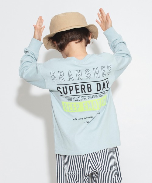BRANSHES（ブランシェス）の「【bコレ】グラフィック長袖Tシャツ ロンT（Tシャツ/カットソー・キッズ・ホワイト/チャコールグレー/ライトグレー/ブラック/ベージュ/グレー/オフホワイト/オレンジ/ブルーグレー/ラベンダー/カラフル・100/110/120/130/140/150）」の7枚目の写真