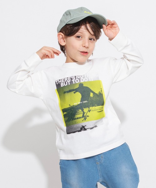 BRANSHES（ブランシェス）の「【bコレ】グラフィック長袖Tシャツ ロンT（Tシャツ/カットソー・キッズ・ホワイト/チャコールグレー/ライトグレー/ブラック/ベージュ/グレー/オフホワイト/オレンジ/ブルーグレー/ラベンダー/カラフル・100/110/120/130/140/150）」の12枚目の写真