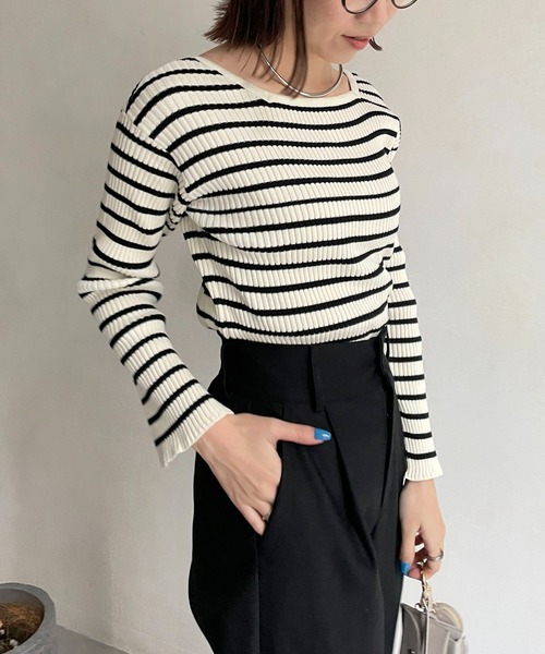 CAPRICIEUX LE'MAGE(カプリシューレマージュ)の「コットンリブ2WAYカーディガン(カーディガン/ボレロ・レディース・ブラック/オフホワイト/ホワイト系その他/イエロー系その他・FREE)」の8枚目の写真