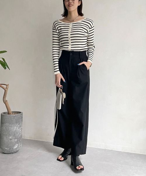 CAPRICIEUX LE'MAGE(カプリシューレマージュ)の「コットンリブ2WAYカーディガン(カーディガン/ボレロ・レディース・ブラック/オフホワイト/ホワイト系その他/イエロー系その他・FREE)」の12枚目の写真