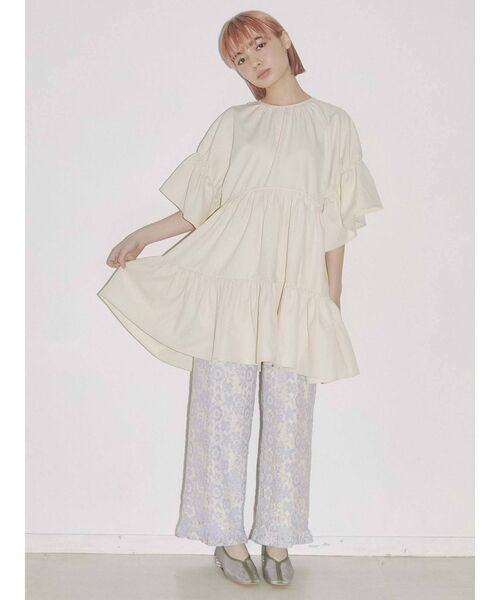 merry jenny（メリージェニー）の「ギャザーティアードミニワンピース（ワンピース・レディース・ブラック/アイボリー・FREE）」の18枚目の写真