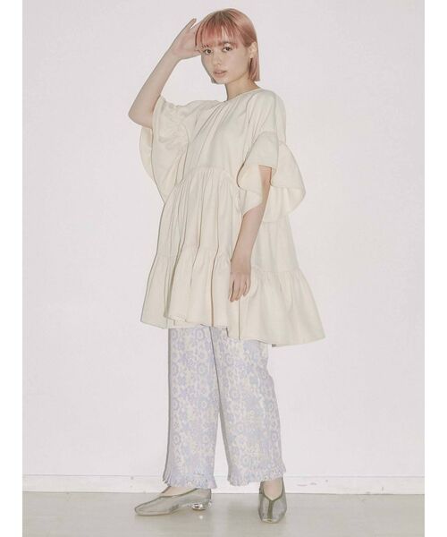 merry jenny（メリージェニー）の「ギャザーティアードミニワンピース（ワンピース・レディース・ブラック/アイボリー・FREE）」の19枚目の写真