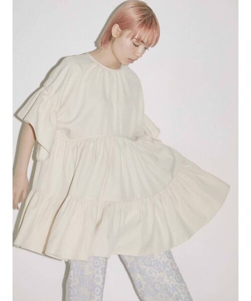 merry jenny（メリージェニー）の「ギャザーティアードミニワンピース（ワンピース・レディース・ブラック/アイボリー・FREE）」の20枚目の写真