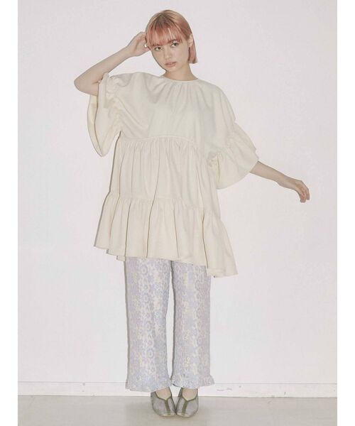 merry jenny（メリージェニー）の「ギャザーティアードミニワンピース（ワンピース・レディース・ブラック/アイボリー・FREE）」の22枚目の写真