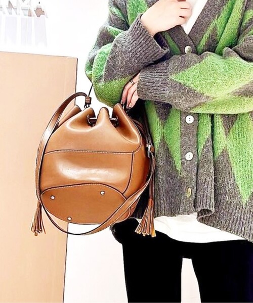 ESPERANZA（エスペランサ）の「◆タッセル付きドローストリングバッグ（ショルダーバッグ・レディース・アイボリー/キャメル・FREE）」の13枚目の写真