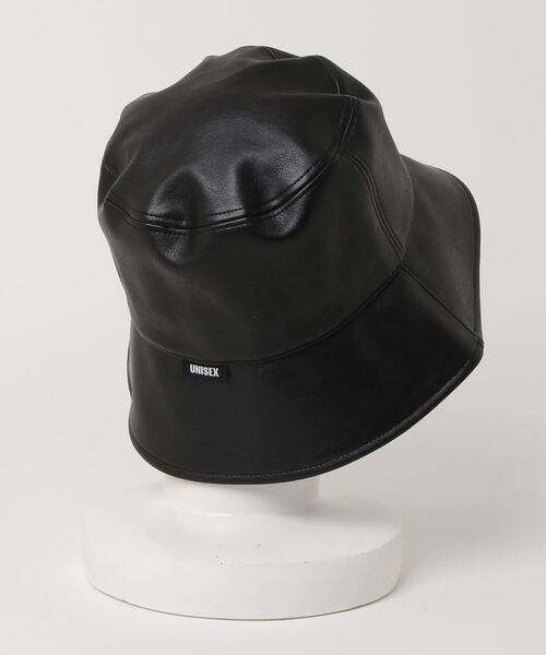 BASIC COTTON(ベーシックコットン)の「【BASIC COTTON/ベーシックコットン】 LEATHER BUCKET HAT/レザーバケットハット バケハ(ハット・メンズ・ブラック・ONE SIZE)」の7枚目の写真