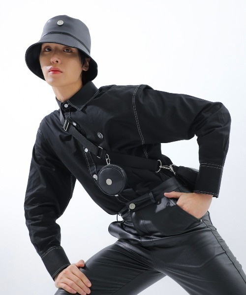 BASIC COTTON(ベーシックコットン)の「【BASIC COTTON/ベーシックコットン】 LEATHER BUCKET HAT/レザーバケットハット バケハ(ハット・メンズ・ブラック・ONE SIZE)」の6枚目の写真