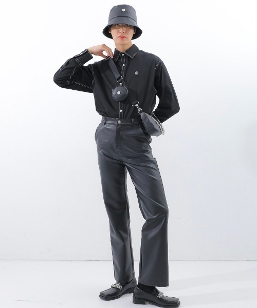 BASIC COTTON(ベーシックコットン)の「【BASIC COTTON/ベーシックコットン】 LEATHER BUCKET HAT/レザーバケットハット バケハ(ハット・メンズ・ブラック・ONE SIZE)」の10枚目の写真