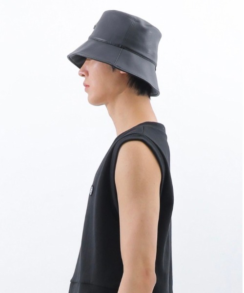 BASIC COTTON(ベーシックコットン)の「【BASIC COTTON/ベーシックコットン】 LEATHER BUCKET HAT/レザーバケットハット バケハ(ハット・メンズ・ブラック・ONE SIZE)」の9枚目の写真