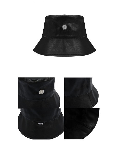 BASIC COTTON(ベーシックコットン)の「【BASIC COTTON/ベーシックコットン】 LEATHER BUCKET HAT/レザーバケットハット バケハ(ハット・メンズ・ブラック・ONE SIZE)」の11枚目の写真