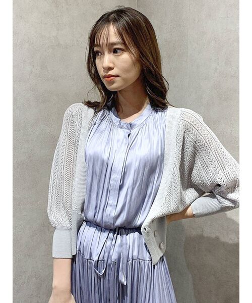 dazzlin（ダズリン）の「クロシェショートニットカーディガン（カーディガン/ボレロ・レディース・ライトグレー/オフホワイト/オレンジ・FREE）」の7枚目の写真