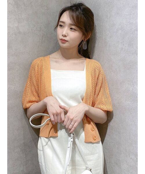 dazzlin（ダズリン）の「クロシェショートニットカーディガン（カーディガン/ボレロ・レディース・ライトグレー/オフホワイト/オレンジ・FREE）」の16枚目の写真