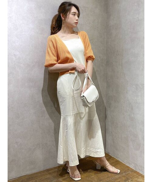 dazzlin（ダズリン）の「クロシェショートニットカーディガン（カーディガン/ボレロ・レディース・ライトグレー/オフホワイト/オレンジ・FREE）」の20枚目の写真