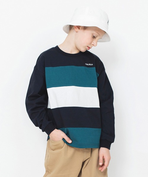 NAUTICA(ノーティカ)の「【NAUTICA/ノーティカ】配色切替長袖Tシャツ(Tシャツ/カットソー・キッズ・ベージュ/ネイビー・130/120/140/150)」の2枚目の写真