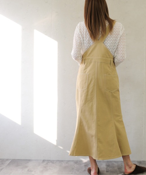 Per sist ence(パーシエンス)の「Per sist ence/パーシエンス ツイル&デニムマーメイドジャンパースカート(ジャンパースカート・レディース・アイボリー/ダークインディゴブルー/ベージュ/インディゴブルー/カーキ/グレー・FREE)」の16枚目の写真