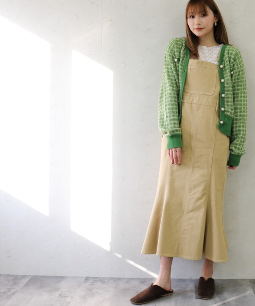 Per sist ence(パーシエンス)の「Per sist ence/パーシエンス ツイル&デニムマーメイドジャンパースカート(ジャンパースカート・レディース・アイボリー/ダークインディゴブルー/ベージュ/インディゴブルー/カーキ/グレー・FREE)」の17枚目の写真