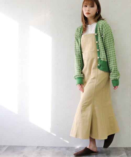 Per sist ence(パーシエンス)の「Per sist ence/パーシエンス ツイル&デニムマーメイドジャンパースカート(ジャンパースカート・レディース・アイボリー/ダークインディゴブルー/ベージュ/インディゴブルー/カーキ/グレー・FREE)」の18枚目の写真