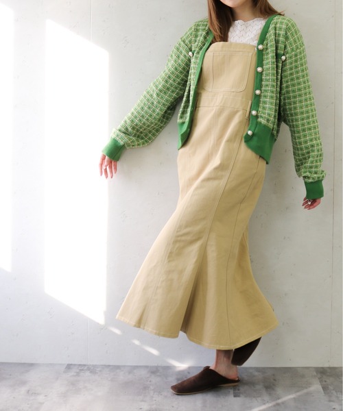 Per sist ence(パーシエンス)の「Per sist ence/パーシエンス ツイル&デニムマーメイドジャンパースカート(ジャンパースカート・レディース・アイボリー/ダークインディゴブルー/ベージュ/インディゴブルー/カーキ/グレー・FREE)」の19枚目の写真