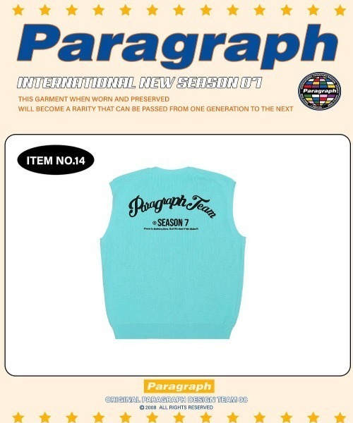 Paragraph（パラグラフ）の「A'GEM/9 × .kom『paragraph/パラグラフ』Arch Lettering Knit vest/アーチレタリング ニットベスト（ベスト・メンズ・ネイビー/グレー/ライトグリーン・FREE）」の5枚目の写真