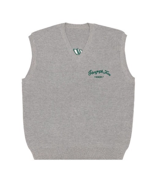 Paragraph（パラグラフ）の「A'GEM/9 × .kom『paragraph/パラグラフ』Arch Lettering Knit vest/アーチレタリング ニットベスト（ベスト・メンズ・ネイビー/グレー/ライトグリーン・FREE）」の6枚目の写真