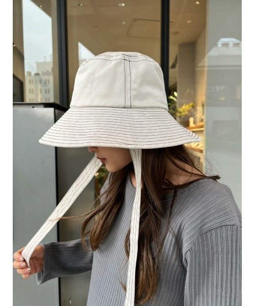 TRUNC（トランクエイティーエイト）の「Stitch Bucket Hat（ハット・レディース・ブラック/アイボリー・FREE）」の2枚目の写真