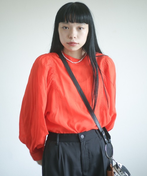 spoon store(スプーンストア)の「袖ボリュームシアーシャツ(シャツ/ブラウス・レディース・オレンジ/アイボリー・フリー)」の6枚目の写真