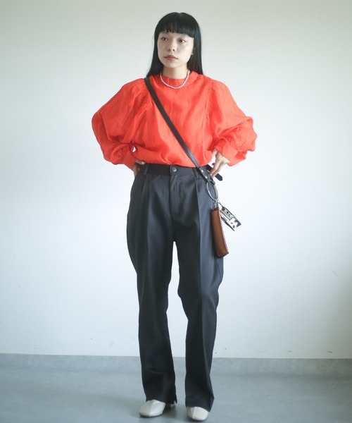 spoon store(スプーンストア)の「袖ボリュームシアーシャツ(シャツ/ブラウス・レディース・オレンジ/アイボリー・フリー)」の8枚目の写真