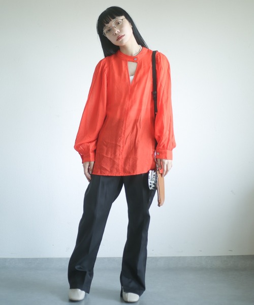 spoon store(スプーンストア)の「袖ボリュームシアーシャツ(シャツ/ブラウス・レディース・オレンジ/アイボリー・フリー)」の11枚目の写真