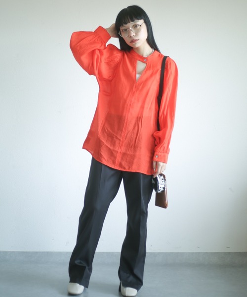 spoon store(スプーンストア)の「袖ボリュームシアーシャツ(シャツ/ブラウス・レディース・オレンジ/アイボリー・フリー)」の12枚目の写真