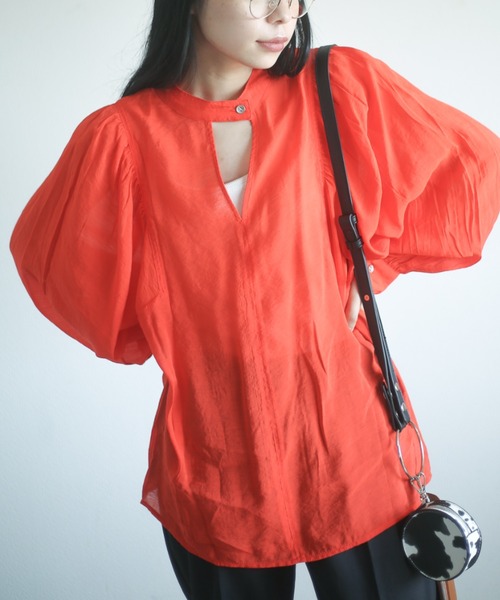 spoon store(スプーンストア)の「袖ボリュームシアーシャツ(シャツ/ブラウス・レディース・オレンジ/アイボリー・フリー)」の13枚目の写真