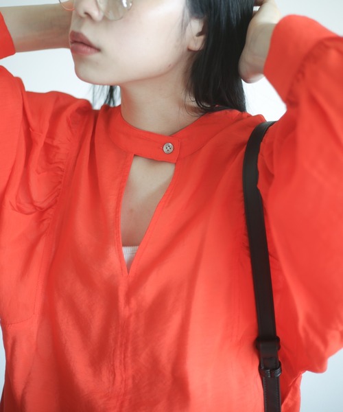 spoon store(スプーンストア)の「袖ボリュームシアーシャツ(シャツ/ブラウス・レディース・オレンジ/アイボリー・フリー)」の14枚目の写真