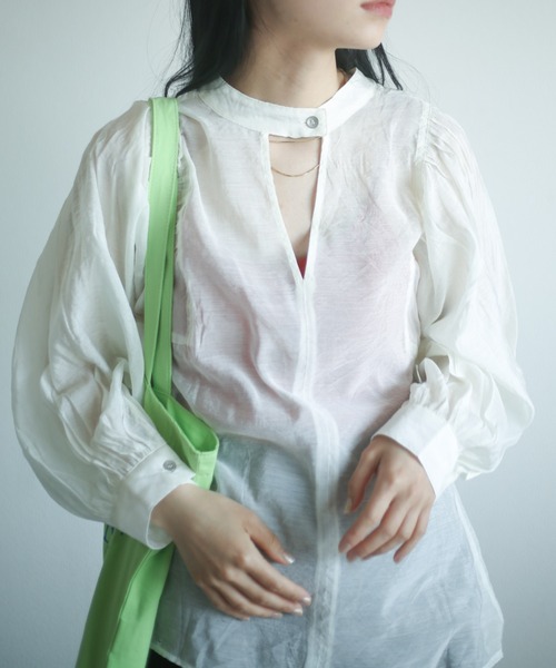 spoon store(スプーンストア)の「袖ボリュームシアーシャツ(シャツ/ブラウス・レディース・オレンジ/アイボリー・フリー)」の19枚目の写真