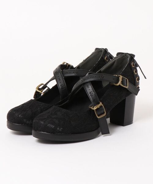 axes femme（アクシーズファム）の「クロスベルトレースパンプス（パンプス・レディース・ブラック/キナリ/ネイビー・MEDIUM/LARGE）」の4枚目の写真