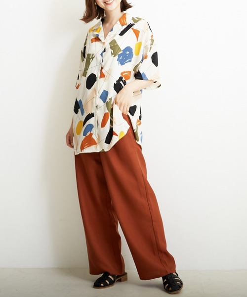 PAPAVER（パパヴェル）の「【PAPAVER】麻調ポリハトメPT（その他パンツ・レディース・ブラック/ベージュ/グリーン/イエロー/オレンジ・MEDIUM）」の5枚目の写真