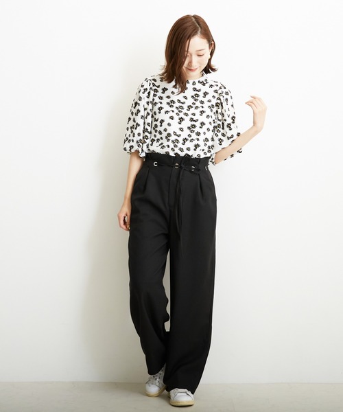 PAPAVER（パパヴェル）の「【PAPAVER】麻調ポリハトメPT（その他パンツ・レディース・ブラック/ベージュ/グリーン/イエロー/オレンジ・MEDIUM）」の2枚目の写真