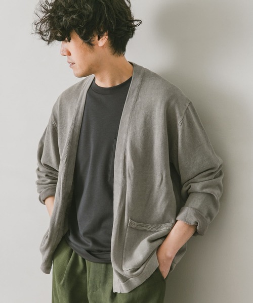 URBAN RESEARCH DOORS（アーバンリサーチドアーズ）の「綿麻サルファーダイ カーディガン（カーディガン/ボレロ・メンズ・チャコールグレー/ブラウン/グレー/ブルー・MEDIUM/LARGE）」の3枚目の写真