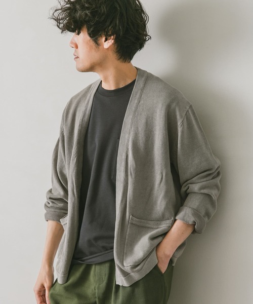 URBAN RESEARCH DOORS（アーバンリサーチドアーズ）の「綿麻サルファーダイ カーディガン（カーディガン/ボレロ・メンズ・チャコールグレー/ブラウン/グレー/ブルー・MEDIUM/LARGE）」の12枚目の写真