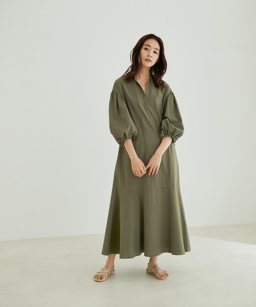 SALON adam et rope'（サロン アダム エ ロペ）の「【洗える】ボリュームスリーブマーメイドワンピース（ワンピース・レディース・カーキ/ブラウン/ブラック・FREE）」の7枚目の写真