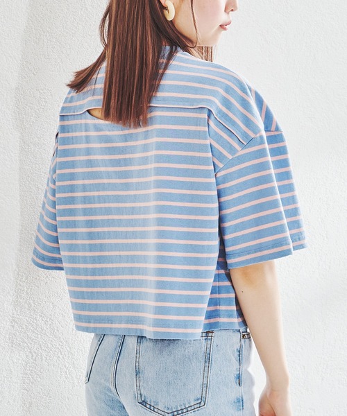 acro（アクロ）の「刺繍入りカラートップス/AC1388（Tシャツ/カットソー・レディース・ライトブルー/ブラック/ベージュ/ネイビー/ブラック×ホワイト・ﾌﾘ-）」の7枚目の写真