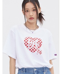 TARGETTO（ターゲット）の「A'GEM/9 × .kom『TARGETTO/ターゲット』HEART CHECKERBOARD TEE SHIRT/チェック柄 半袖 Tシャツ カットソー（Tシャツ/カットソー・メンズ）」