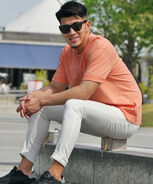 JOKER（ジョーカー）の「ルーズシルエット ピグメント ロールアップ 無地 Tシャツ（Tシャツ/カットソー・メンズ・オレンジ/グリーン/ブルー/ブラック/アイボリー・M/XL/L）」の21枚目の写真