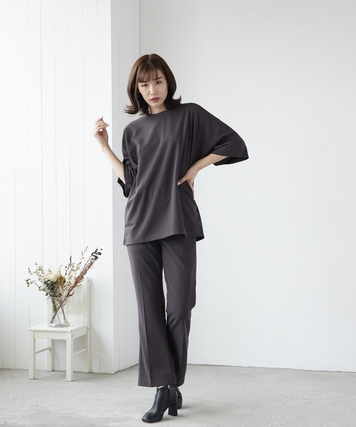 VIBGYOR(ヴィブジョー)の「VIBGYOR Select/梨地センターフレアパンツ(BL)(スラックス・メンズ・チャコールグレー/ブラック/グレイッシュベージュ・LARGE/MEDIUM)」の4枚目の写真