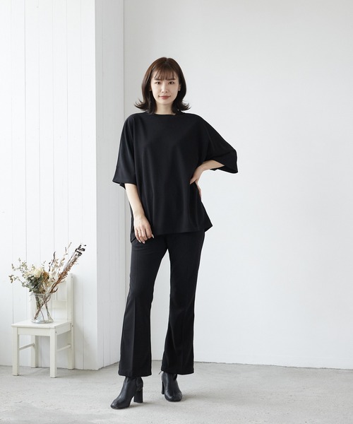 VIBGYOR(ヴィブジョー)の「VIBGYOR Select/梨地センターフレアパンツ(BL)(スラックス・メンズ・チャコールグレー/ブラック/グレイッシュベージュ・LARGE/MEDIUM)」の5枚目の写真