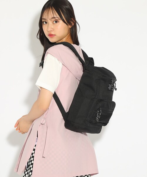 PINK-latte（ピンクラテ）の「◆【容量約11L】メッシュポケットボックスリュック（バックパック/リュック・キッズ・ブラック/ライトパープル/アイボリー・00）」の9枚目の写真