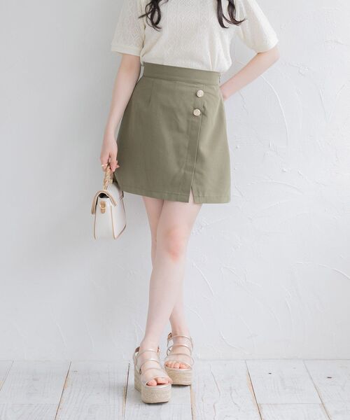 ems excite(エムズエキサイト)の「サイドスリットミニSK(スカート・レディース・ブラック/ダークグリーン/アイボリー・FREE)」の3枚目の写真