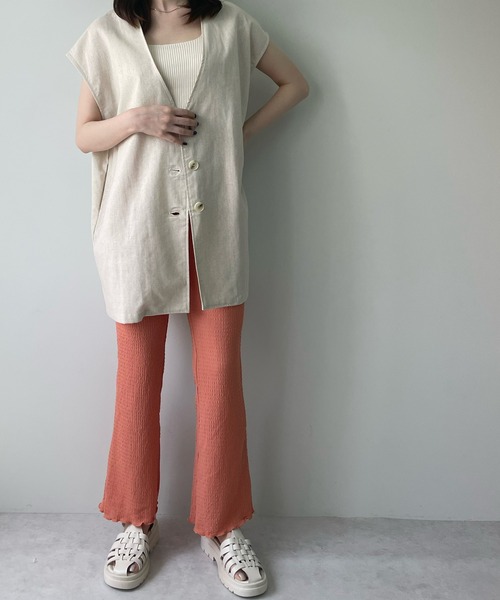 LE MORE（リモア）の「リネンノーカラージレ（ベスト・レディース・ブラック/カーキ/アイボリー・FREE）」の17枚目の写真