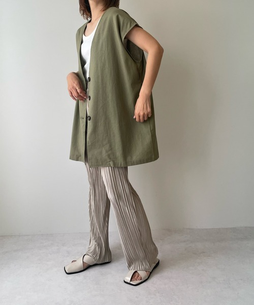 LE MORE（リモア）の「リネンノーカラージレ（ベスト・レディース・ブラック/カーキ/アイボリー・FREE）」の18枚目の写真