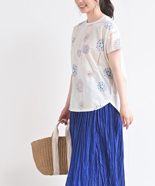 rps（アールピーエス）の「前身布帛刺繍切替カットプルオーバー（Tシャツ/カットソー・レディース・ライトグレー/ネイビー/オフホワイト/ホワイト系その他2・M）」の14枚目の写真