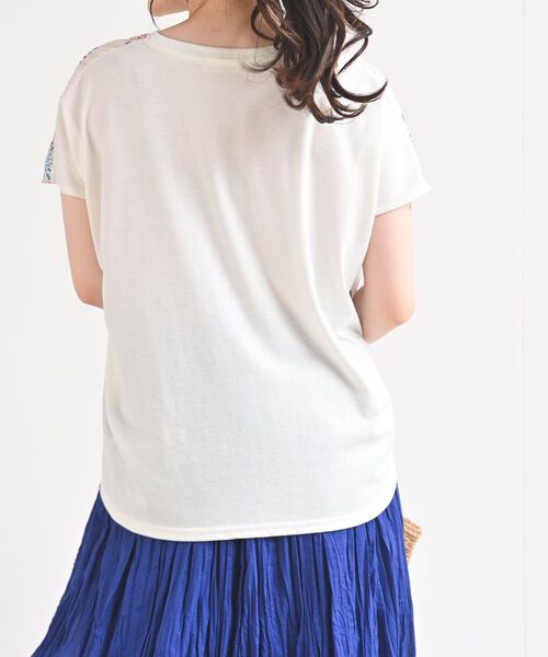rps（アールピーエス）の「前身布帛刺繍切替カットプルオーバー（Tシャツ/カットソー・レディース・ライトグレー/ネイビー/オフホワイト/ホワイト系その他2・M）」の18枚目の写真